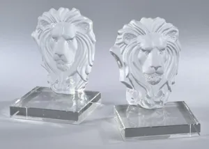 Crystal Lion Bookends