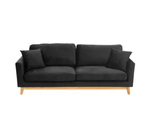 Sarantino 3 Seater Faux Velvet Wooden Sofa Bed Couch Furniture - Black